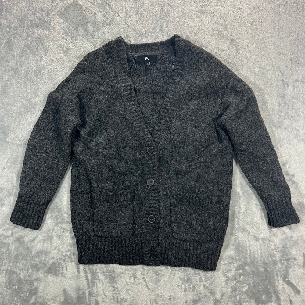 Banana Republic Phoebe Cardigan Womens Small Charcoal Wool Cotton Relaxed Cozy